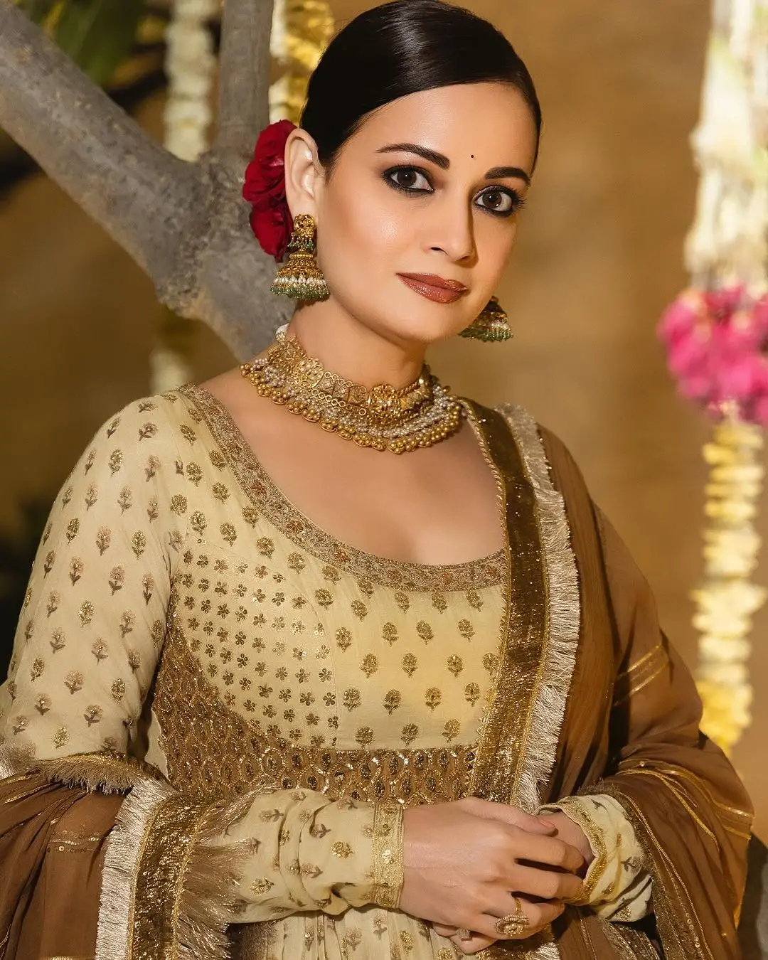 Dia Mirza In North Indian Traditional Green Gown